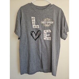Harley Davidson Tshirt Size L LOVE Graphic Gray